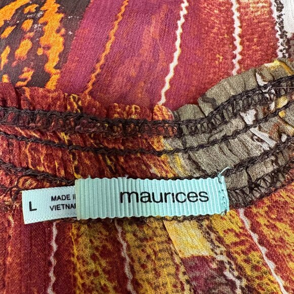 Maurices Boho Sleeveless Top Womens Sz Large Beaded V-Neck Multicolored Stripes - Picture 5 of 8